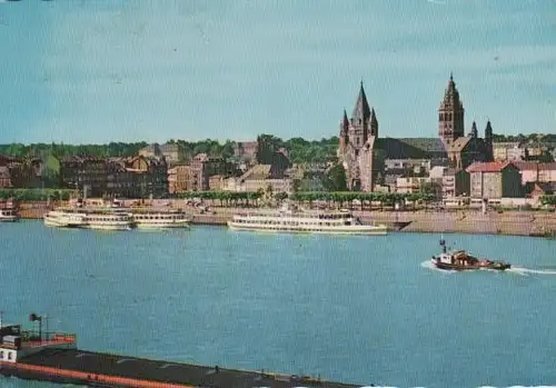 Mainz am Rhein - Mainz - Rheinansicht mit Dom - 1960
