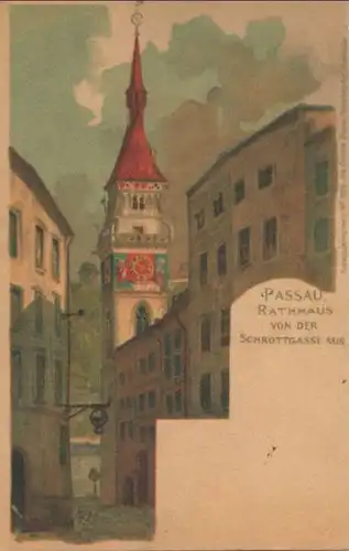 Passau - Rathaus von der Schrottgasse aus - ca. 1905