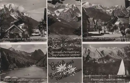 Garmisch-Partenkirchen - u.a. Eibsee gegen Zugspitze - 1957