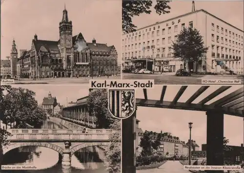 Karl-Marx-Stadt, Chemnitz - u.a. Brücke an der Markthalle - 1961