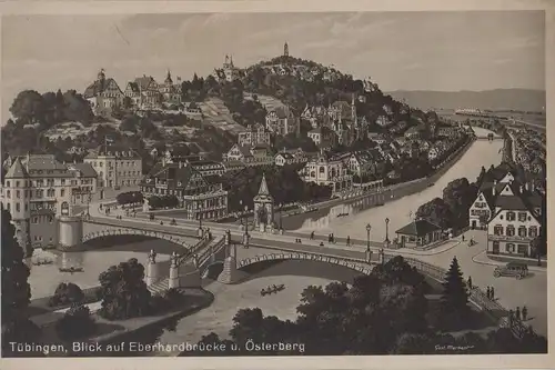 Tübingen - Blick auf Eberhardbrücke - ca. 1950