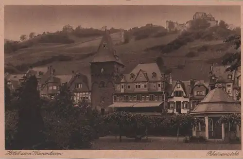Bacharach - Hotel zum Kranenturm, Rheinansicht - ca. 1935