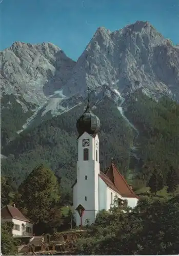 Grainau - Dorfkirche mit Waxensteinen - ca. 1975