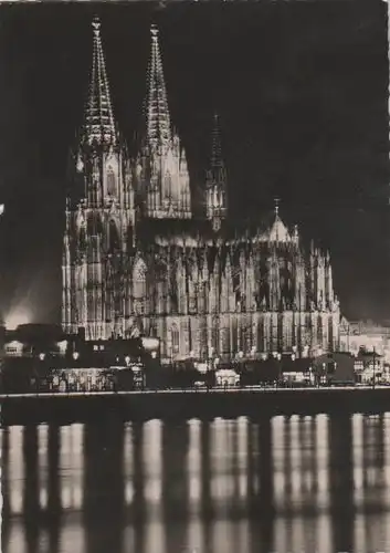Nächtliches Köln - Dom im Festlicht - 1957