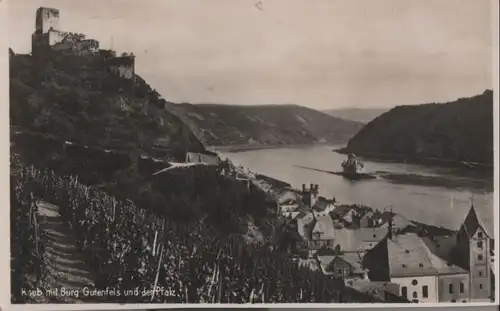 Kaub - mit Burg Gutenfels und der Pfalz - ca. 1940