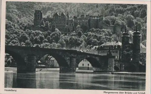 Heidelberg - Morgensonne über Brücke und Schloß - 1955