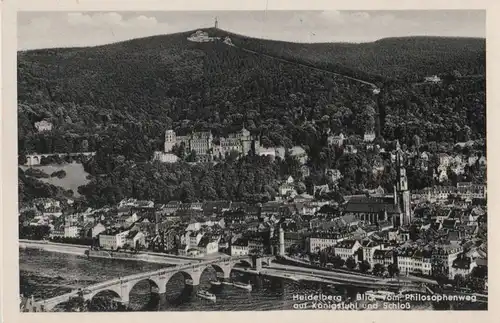 Heidelberg - Blick auf Königstuhl und Schloß - ca. 1960