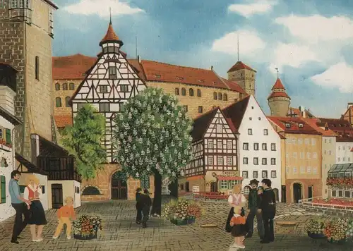 Nürnberg - Elfi Dorn - Blick auf die Burg - 1985