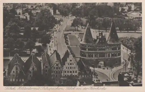 Lübeck - Holstentor von Petrikirche - ca. 1955