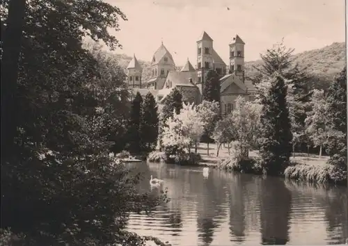 Maria Laach (Glees) - Abteikirche, Blick vom Schwanenweiher - ca. 1965