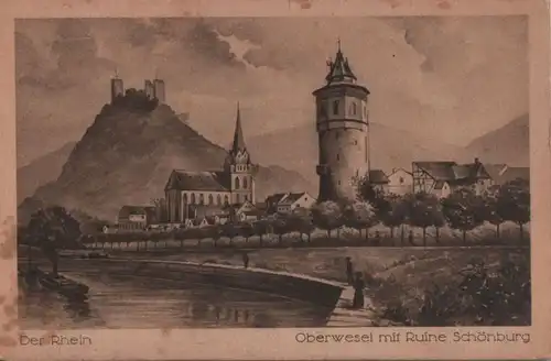 Oberwesel - mit Ruine Schönburg - ca. 1935