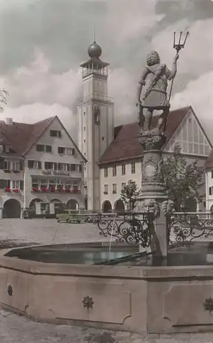 Freudenstadt - Neptunbrunnen mit Rathaus - 1958