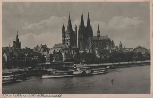 Köln - Rheinansicht mit St. Martin und Dom - ca. 1950