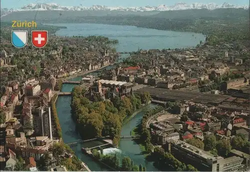 Schweiz - Schweiz - Zürich - mit Zürichsee - Flugaufnahme - 1987