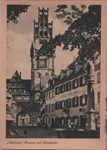 Freiburg - Oberlinden-Brunnen - ca. 1950