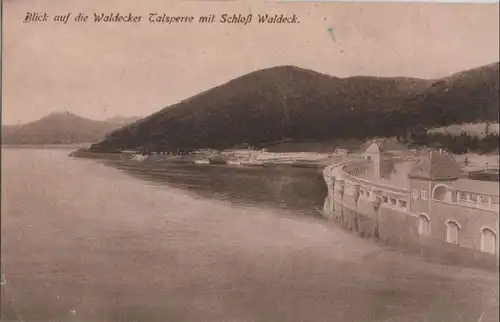 Waldeck - Waldecker Talsperre mit Schloß - ca. 1935