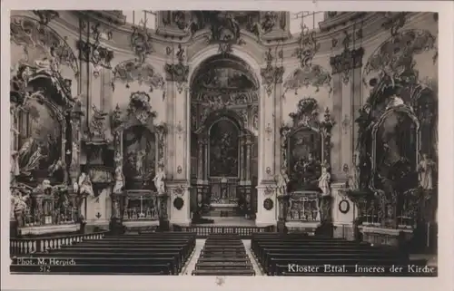 Kloster Ettal - Inneres der Kirche - ca. 1950