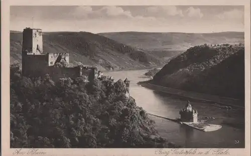 Kaub, Burg Gutenfels - und die Pfalz - ca. 1955