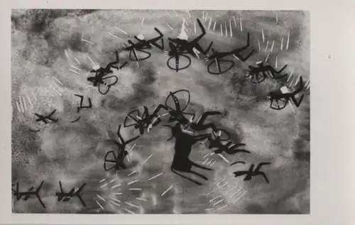 Wandbild mit Jägern und Tier - ca. 1960