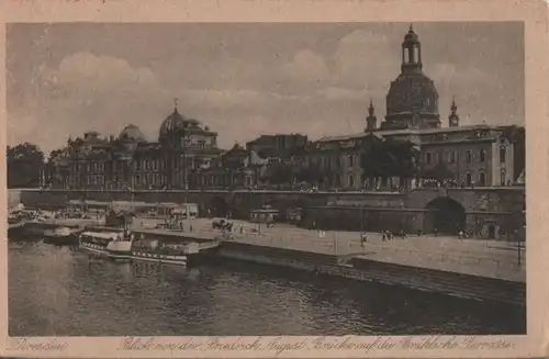 Dresden - Blick von der Friedrich August-Brücke - ca. 1950