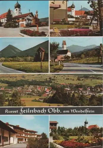 Feilnbach - u.a. Kirche mit Wegweiser - ca. 1980