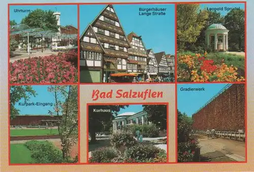 Bad Salzuflen - Uhrturm, Bürgerhäuser Lange Straße, Leopold Sprudel, Kurpark-Eingang, Kurhaus, Gradierwerk - 2000
