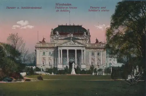 Wiesbaden - Theater mit Schillerdenkmal