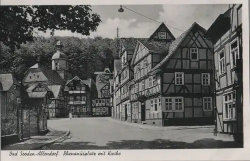 Bad Sooden-Allendorf - Rhenanusplatz mit Kirche - ca. 1960