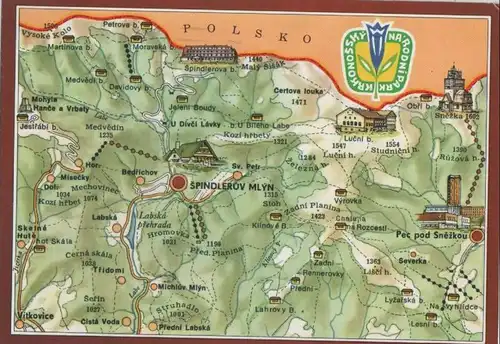 Tschechien - Tschechien - Krkonoše - Übersichtskarte - 1990