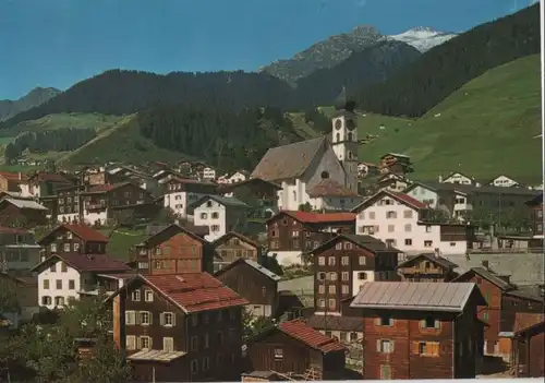 Schweiz - Schweiz - Disentis - Dorfpartie mit Piz Gendusas - ca. 1985