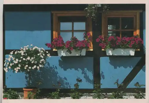 Fenster in blauer Wand