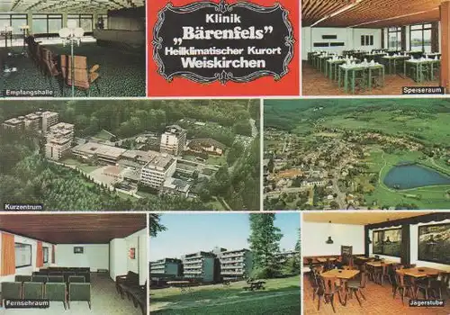 Weiskirchen - Empfangshalle, Speiseraum, Kurzentrum, Luftbild, Fernsehraum, Jägerstube - 1990