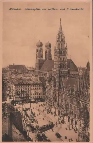 München - Marienplatz mit Rathaus und Frauenkirche - ca. 1935