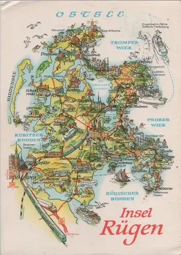 Rügen - Übersichtskarte - ca. 1975