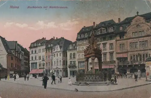 Mainz - Marktplatz mit Marktbrunnen - 1919