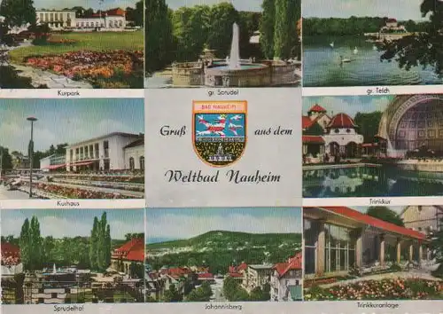 Bad Nauheim - Kurpark, Sprudel, gr. Teich, Kurhaus, Trinkkur, Sprudelhof, Johannisberg, Trinkkuranlage - 1964