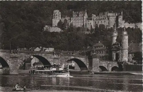 Heidelberg - Alte Neckarbrücke und Schloss - ca. 1960