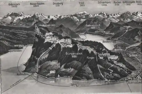 Schweiz - Schweiz - Bürgenstock - Reliefkarte - ca. 1955