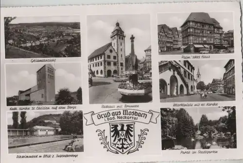 Mosbach - u.a. Rathaus mit Brunnen - ca. 1960