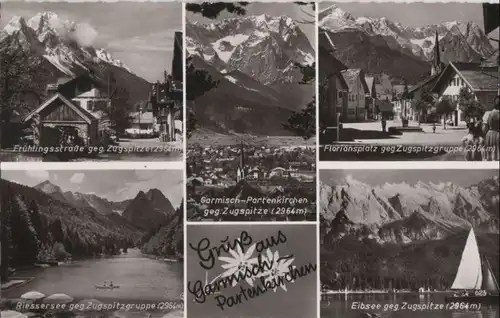 Garmisch-Partenkirchen - u.a. gegen Zugspitze - ca. 1960