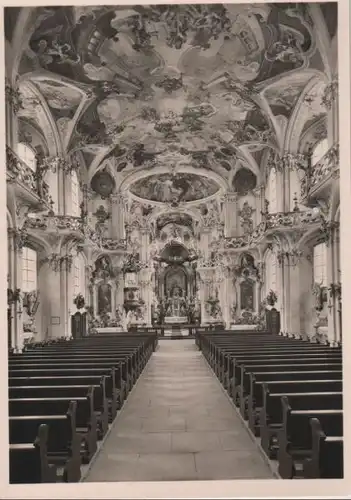 Uhldingen-Mühlhofen, Birnau - Wallfahrtskirche, Längsblick - ca. 1960