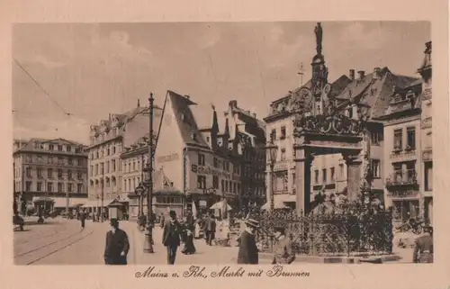 Mainz - Markt mit Brunnen - ca. 1930