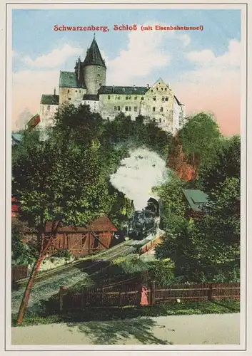 Schwarzenberg - Schloss mit Lokomotive - Reprint