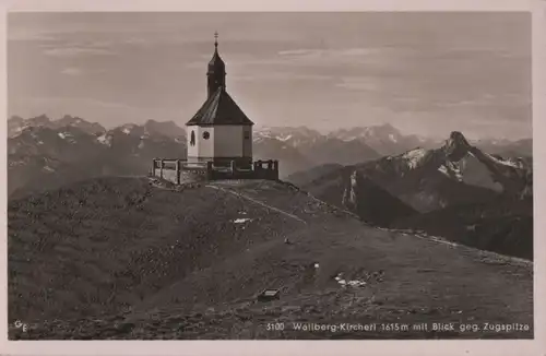 Wallberg - Kircherl mit Blick gegen Zugspitze - ca. 1960