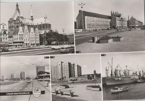 Rostock - u.a. Ernst-Thälmann-Platz mit Rathaus - 1980