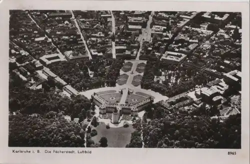 Karlsruhe - Fächerstadt, Luftbild - 1953