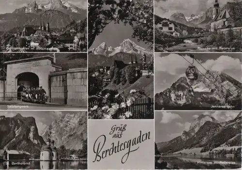 Berchtesgaden - u.a. Blick über Ort zu den Bergen - ca. 1960