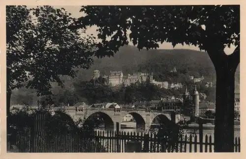 Heidelberg - Die alte Brücke mit Schloß - 1951
