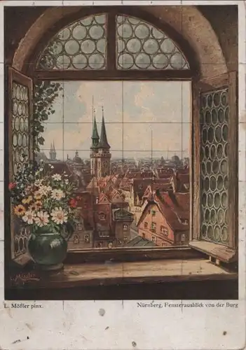 Nürnberg - Fensterausblick von der Burg - ca. 1960