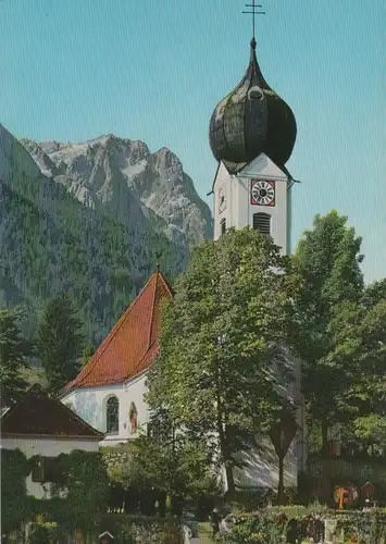 Grainau - Kirche gegen Zugspitze - ca. 1975